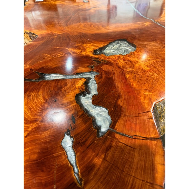 2020s Live Edge Wood Dining Table With Resin Top, Organic Free-Form Design For Sale - Image 5 of 8