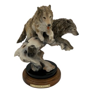 Joe Zslockbower “Winter Run” Wolf Sculpture – Signed Limited Edition 590/4000 For Sale