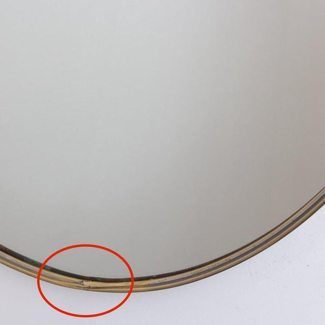 Vintage Italian Wall Mirror with Brass Frame in the style of Gio Ponti, 1960s For Sale - Image 3 of 13