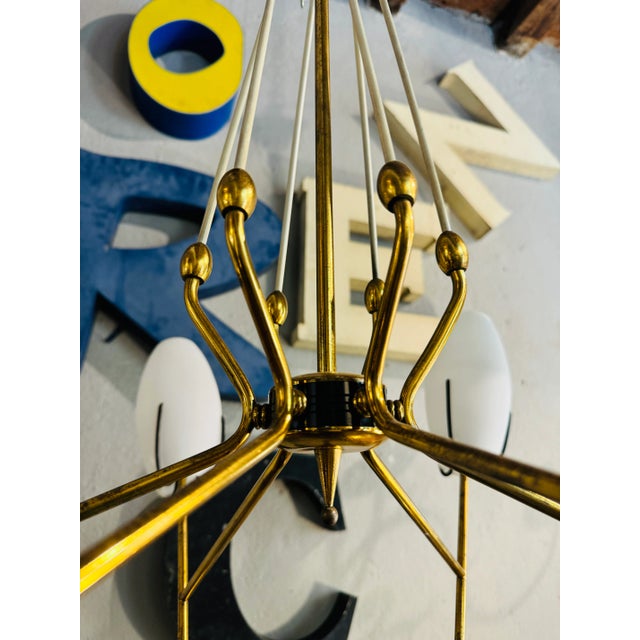 Vintage Chandelier in White Opaline Glass For Sale - Image 4 of 9