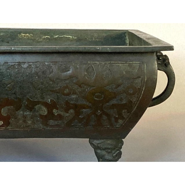 1900 - 1909 Fine Decorated Antique Japanese Bronze Planter, Suiban For Sale - Image 5 of 8