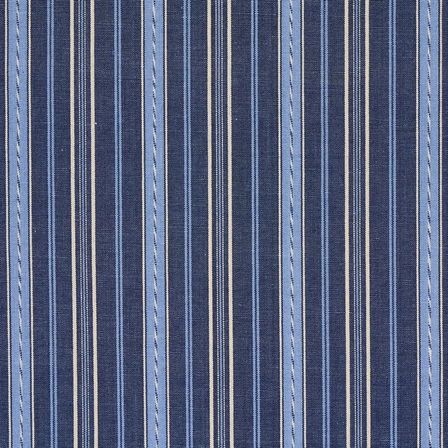 Sample - Schumacher Lightfoot Stripe Fabric in Delft For Sale