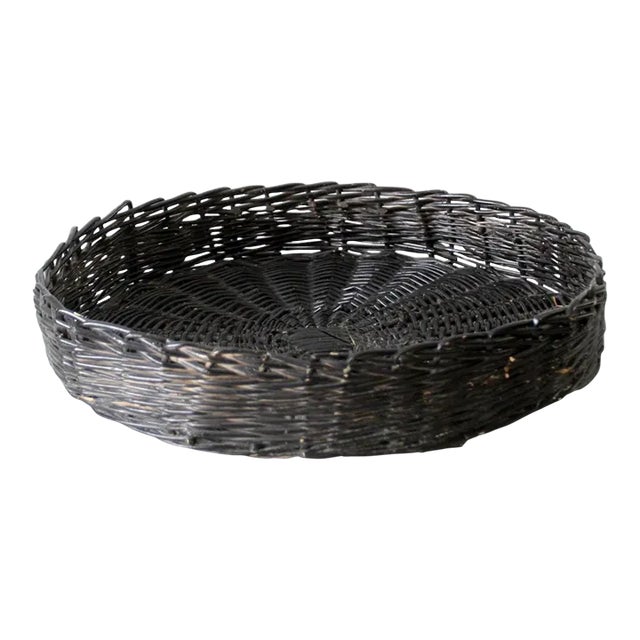 Vintage Black Centerpiece Basket Tray For Sale