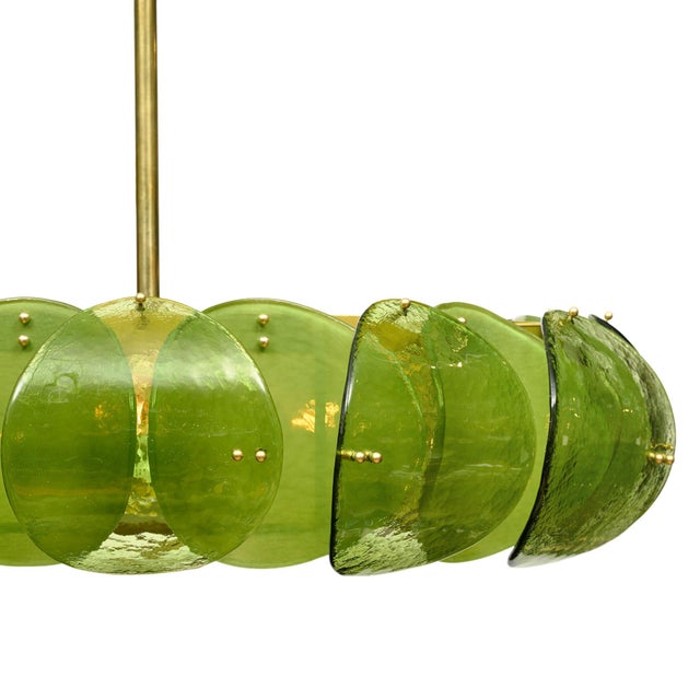 Venetian Glass, Impressive Drum Chandelier, Green, Murano, Italy For Sale - Image 4 of 9