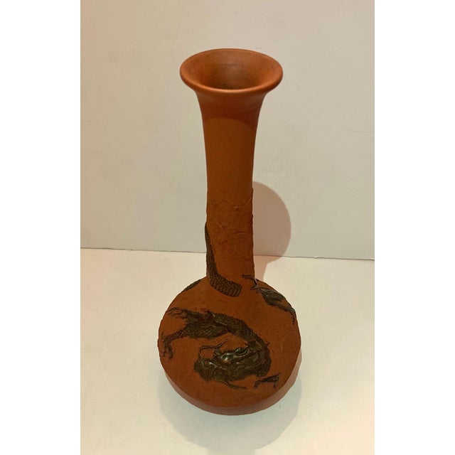 Terra Cotta Antique Japanese Meiji Tokoname Vase For Sale - Image 8 of 8