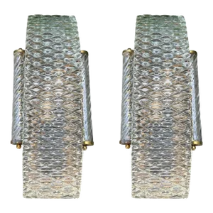 Pair of Late 20th Century Art Deco Style Murano Glass Sconces