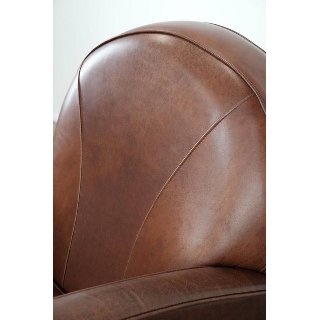 English Style Art Deco Round Cowhide Armchair For Sale - Image 12 of 14