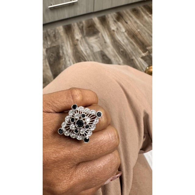 Black Roshe Jewels Diamond Ring, 2.13 Carats Black and White Diamond 14k White Gold, Size 7 For Sale - Image 8 of 9