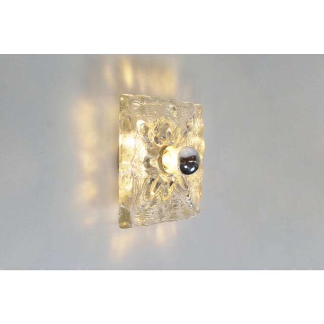Metal Vintage Ice Glass Wall Lamps from Peill & Putzler, Germany, 1970s, Set of 2 For Sale - Image 7 of 9