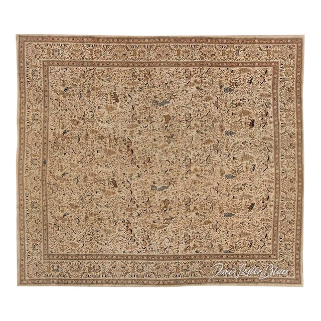 Fine Antique Persian Tabriz Animal, Botanic Handmade Wool Rug For Sale