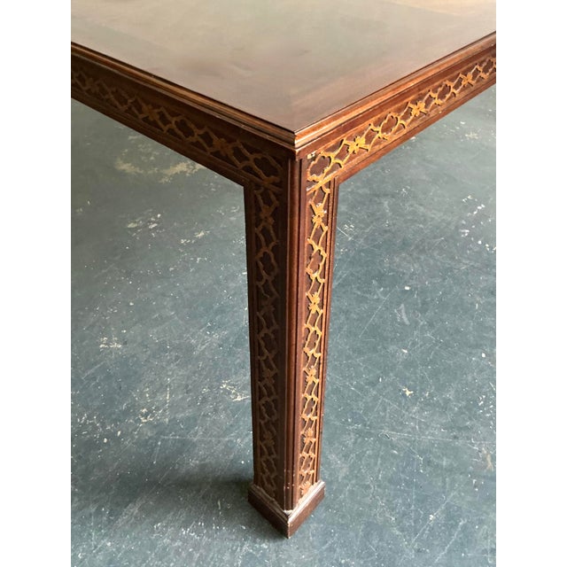 Brown Vintage Boho Henredon Carved Fretwork Extendable Dining Table For Sale - Image 8 of 12