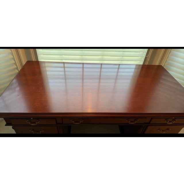 Sienna Ofs Classic Soild Wood 6 Drawer Desk Made in Indiana For Sale - Image 8 of 10