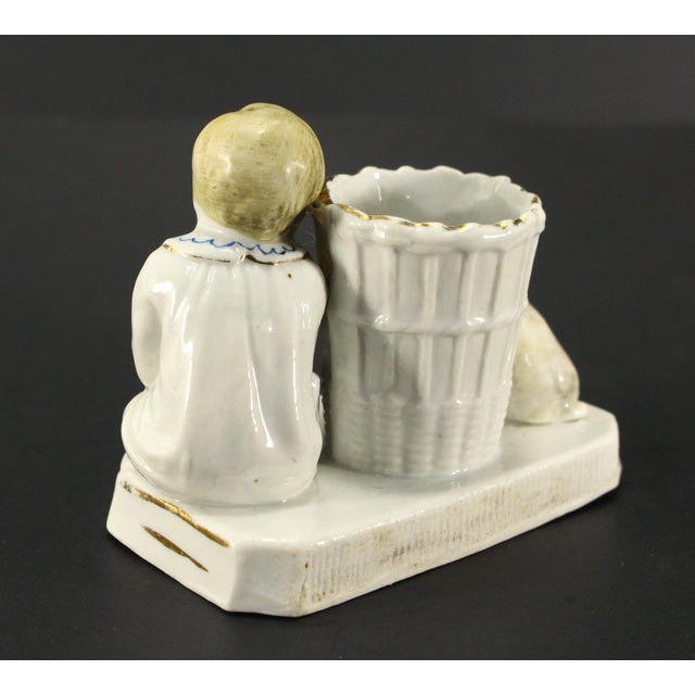1880's German Conta & Boehme Porcelain Match Holder & Striker Baby & Puppy For Sale - Image 4 of 11