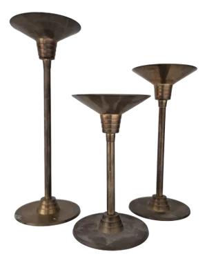 Silvestri Brass Candlesticks, Set of 3