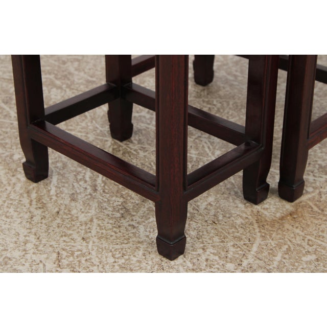 Vintage Chinese Set of 4 Stack Rosewood Nesting Tables For Sale - Image 12 of 14