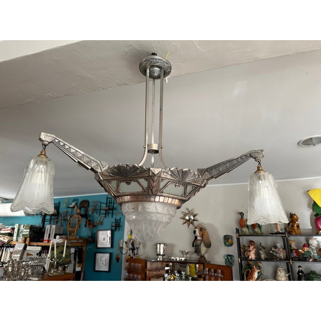 Art Deco Chandelier, 1930 For Sale - Image 9 of 14