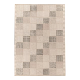 Scandinavian Style Kilim in Beige, Gray High-low Geometry by Rug & Kilim 3x10 For Sale