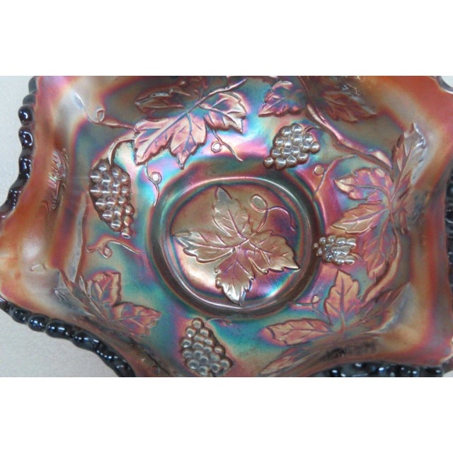 Fenton Amethyst Carnival Glass Ruffled Rim Grapes Berry Bowl Candy Dish For Sale - Image 10 of 13