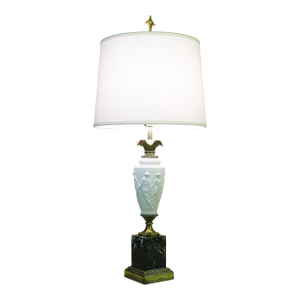 1960s Westwood Hollywood Regency Bisque Ceramic Marble Brass Table Lamp
