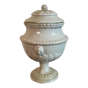 18th Century Italian Tin Glaze Faience Pottery Covered Urn Vase