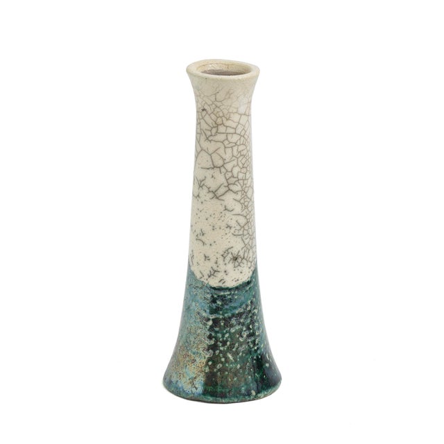 Japanese Modern White Green Raku Ceramic Stelo Flow Candle Holders by Laab Milano, Set of 2 For Sale - Image 9 of 13