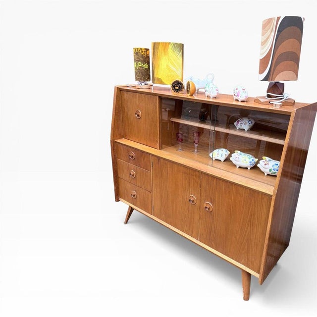 Mid-Century Oak and Walnut Drinks Cabinet from Priory For Sale - Image 9 of 10