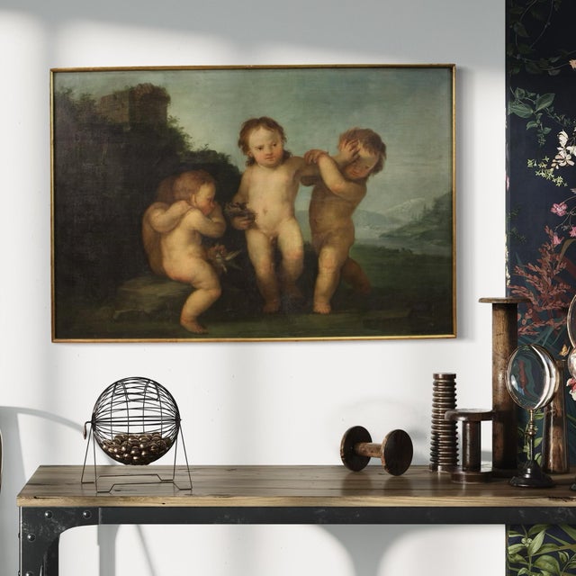 Rococo Unknown, Cherubs Game, 1760, Oil on Canvas, Framed For Sale - Image 3 of 17