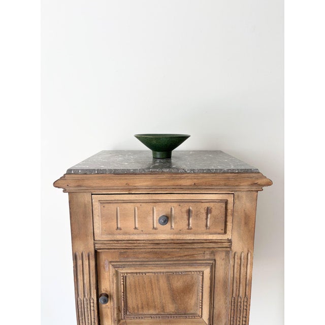 Wood Neoclassical Side Table with Cabinet and Marble Top, France, 1940s For Sale - Image 7 of 8