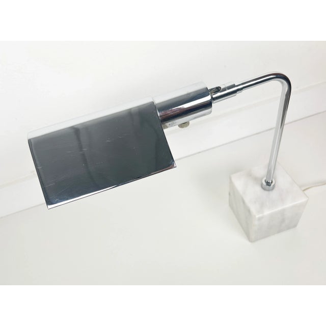 Koch and Lowy Marble Base Chrome Table Lamp For Sale - Image 10 of 13