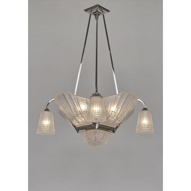 French Art Deco Chandelier by Jean Gauthier 1930 France For Sale - Image 6 of 11