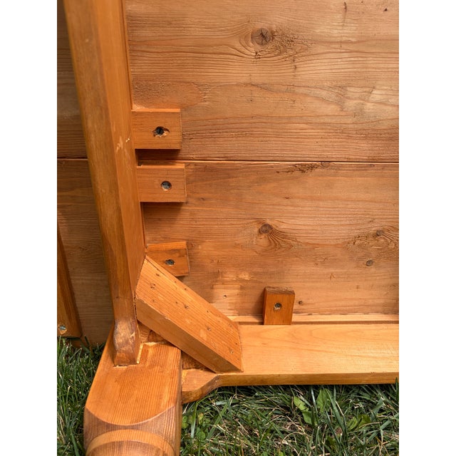 Custom Made Pine Harvest Table For Sale - Image 9 of 11