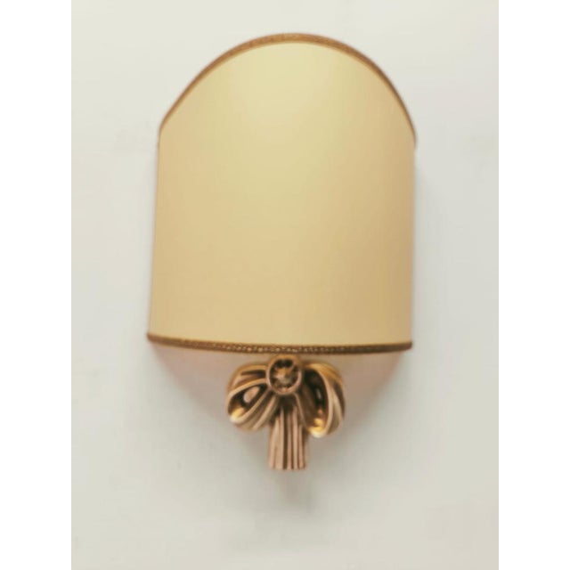 Gold Vintage Cast Bow with Parchment Fan, 1950s For Sale - Image 8 of 11