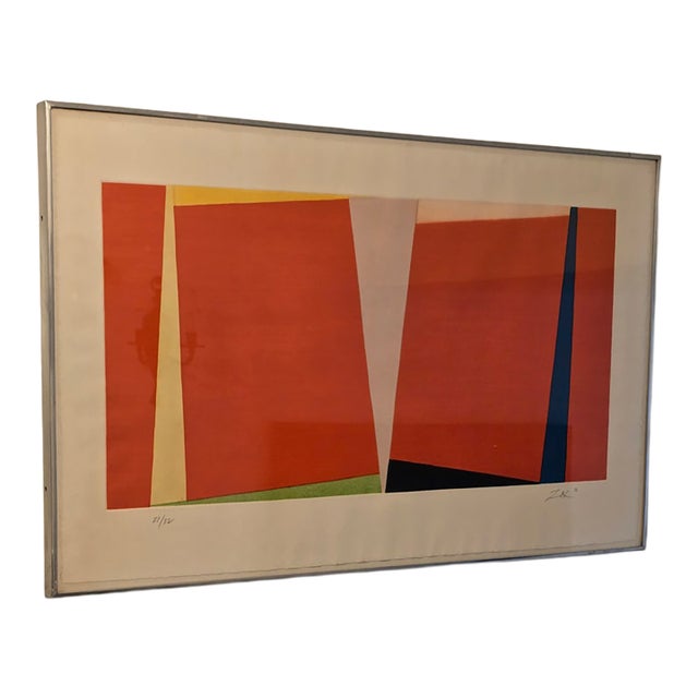 Vintage Mid Century Modern Abstract Lithograph Zox For Sale