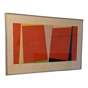Vintage Mid Century Modern Abstract Lithograph Zox