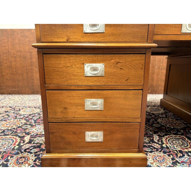 Large English Chesterfield Partners Desk For Sale - Image 12 of 18