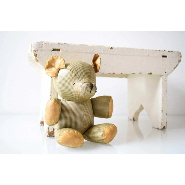 American Early 20th Century Stuffed Animal Plaid Teddy Bear Toy For Sale - Image 3 of 6