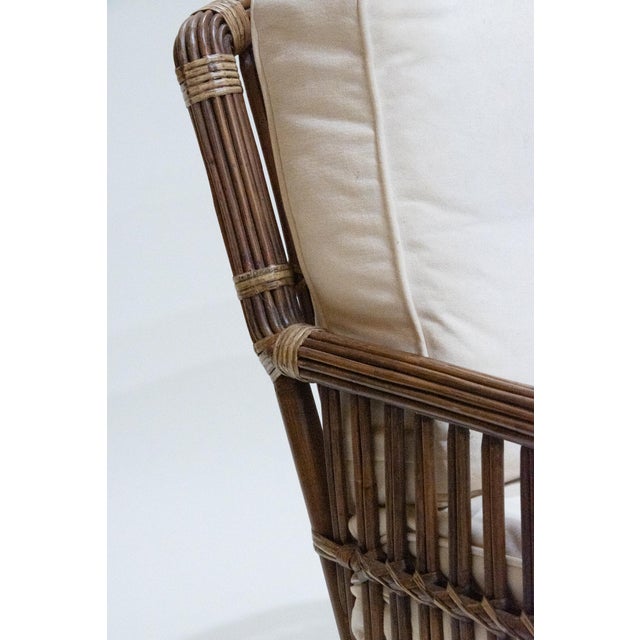 Late 20th Century Vintage Pair of Palecek Stick Rattan State President's Chairs For Sale - Image 5 of 5