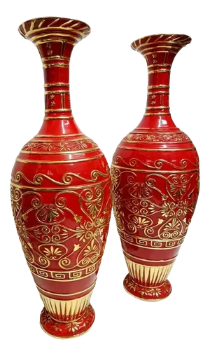 Red Ceramic Vases, 1960s, Set of 2