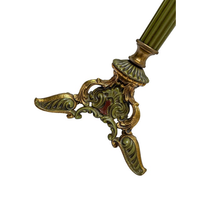 Metal Louis XV French Polychrome and Gilded Tripod Table Lamp, 1930s For Sale - Image 7 of 12