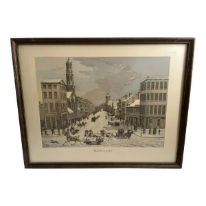 Original French Etching Wall Street 1834 by Varin Copyright by Sidney F. Lucas