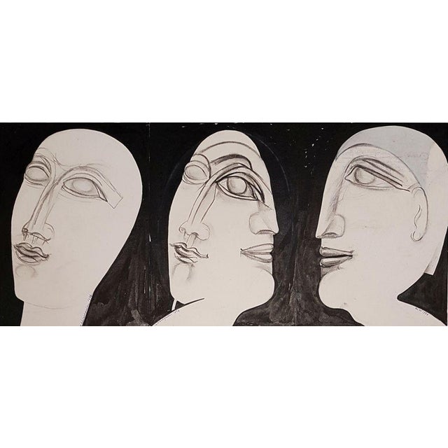 Young Woman and Her Double Drawing by Henry de Waroquier, 1934 For Sale - Image 6 of 8