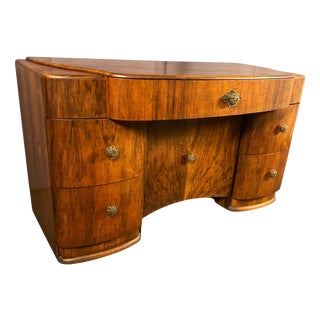 Art Deco Walnut Desk in Streamline Style, 1935, 1920s For Sale