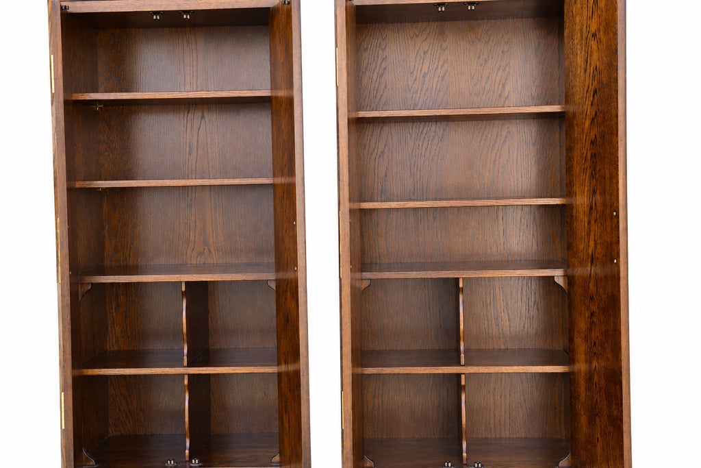 1970s Pair of Vintage Henredon Campaign-Style Wood Armoires With Brass Hardware — view 8