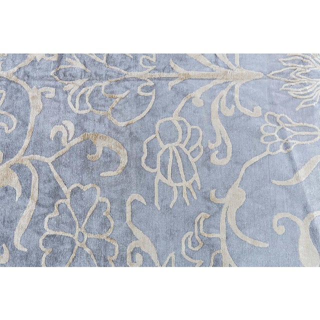 Early 21st Century Modern Damask-Deco Wild Botanical Tibetan Wool & Silk Rug by Doris Leslie Blau For Sale - Image 5 of 9