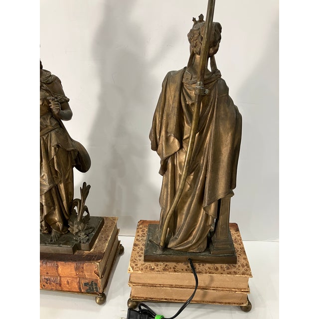 Pair of Neoclassical Figural Lamps Circa 1880 For Sale - Image 10 of 11