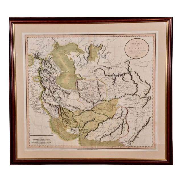 Persia & Afghanistan: A Framed Hand-Colored 17th Century Map by John Cary, 1801 For Sale