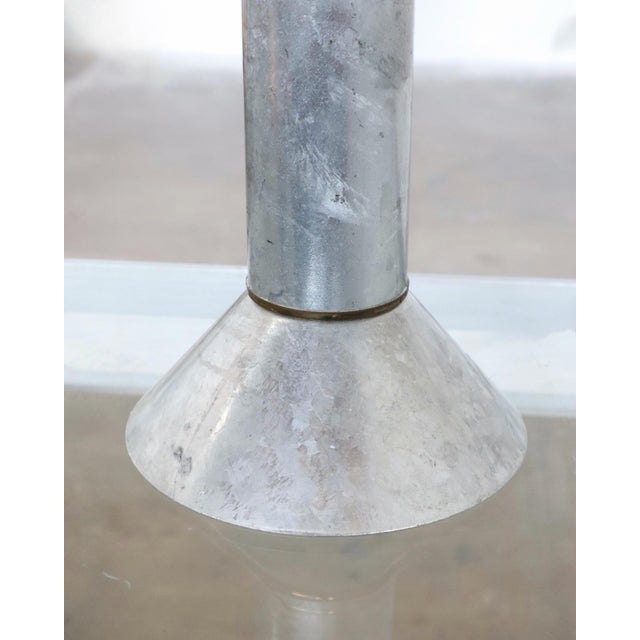 Ron Rezek 1980s Ron Rezek Galvanized Steel Table Lamp With Brass Accents For Sale - Image 4 of 7