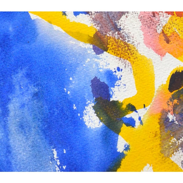 1980s Vintage Colorful Abstract Watercolor by Les Anderson For Sale - Image 5 of 7