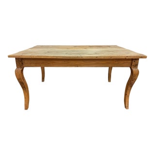Vintage French Style Curved Leg Farmhouse Dining Table For Sale