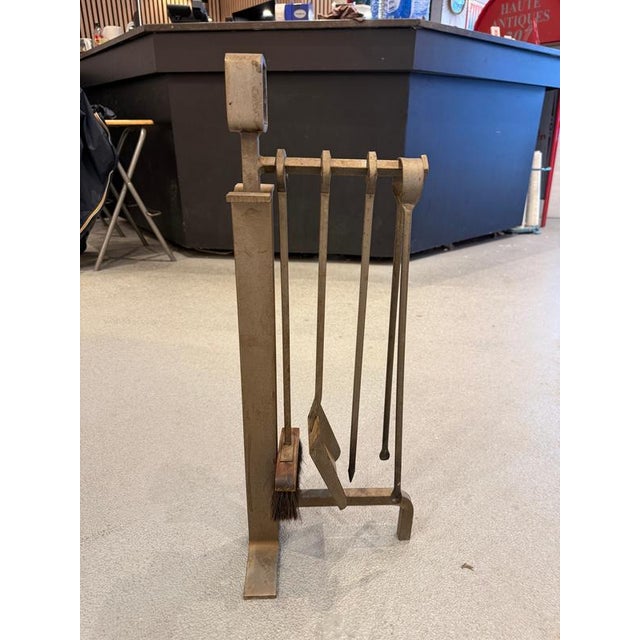 Vintage Fireplace Tools in Cast Iron, 1960s, Set of 5 For Sale - Image 10 of 12